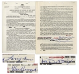 The Three Stooges AFTRA Contract Signed by Moe Howard, Larry Fine & Joe DeRita From March 1963 With William Morris Agency -- 4pp. on 2 Sheets, Measuring 8.5 x 11 -- Very Good